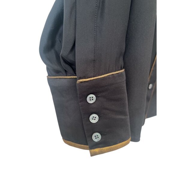 FRAME Black Silk Pajamas Style Lapel Collar Button Up Shirt Large Reg. $285 - Picture 7 of 11